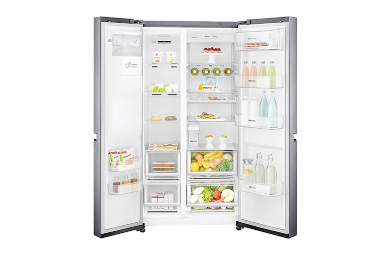 LG Inverter Linear Compressor™ GSL961PZBV American Style Fridge Freezer, 601L, Shiny Steel  - F, GSL961PZBV